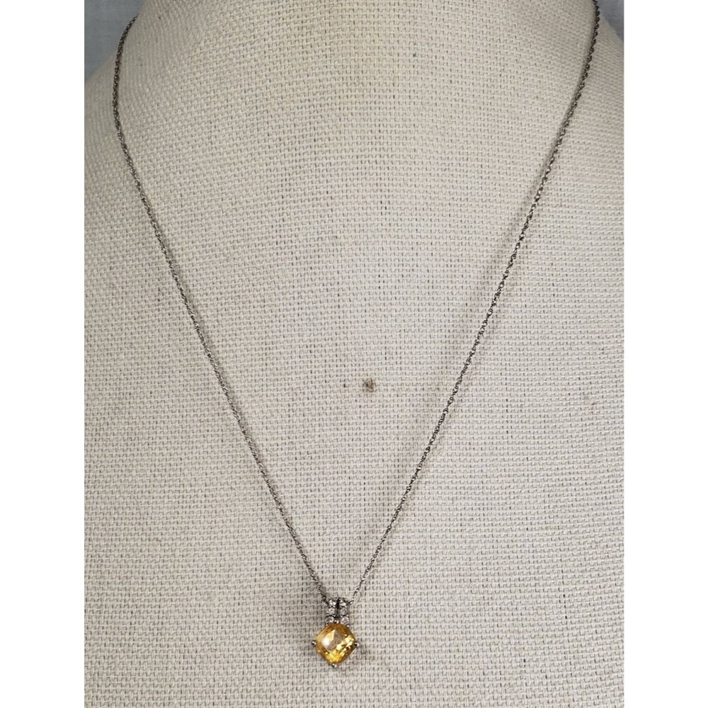 Citriine (6mm) Cushion and 6 Spinel (2mm) Pendant 925 with 18in Necklace Chain - Picture 11 of 16